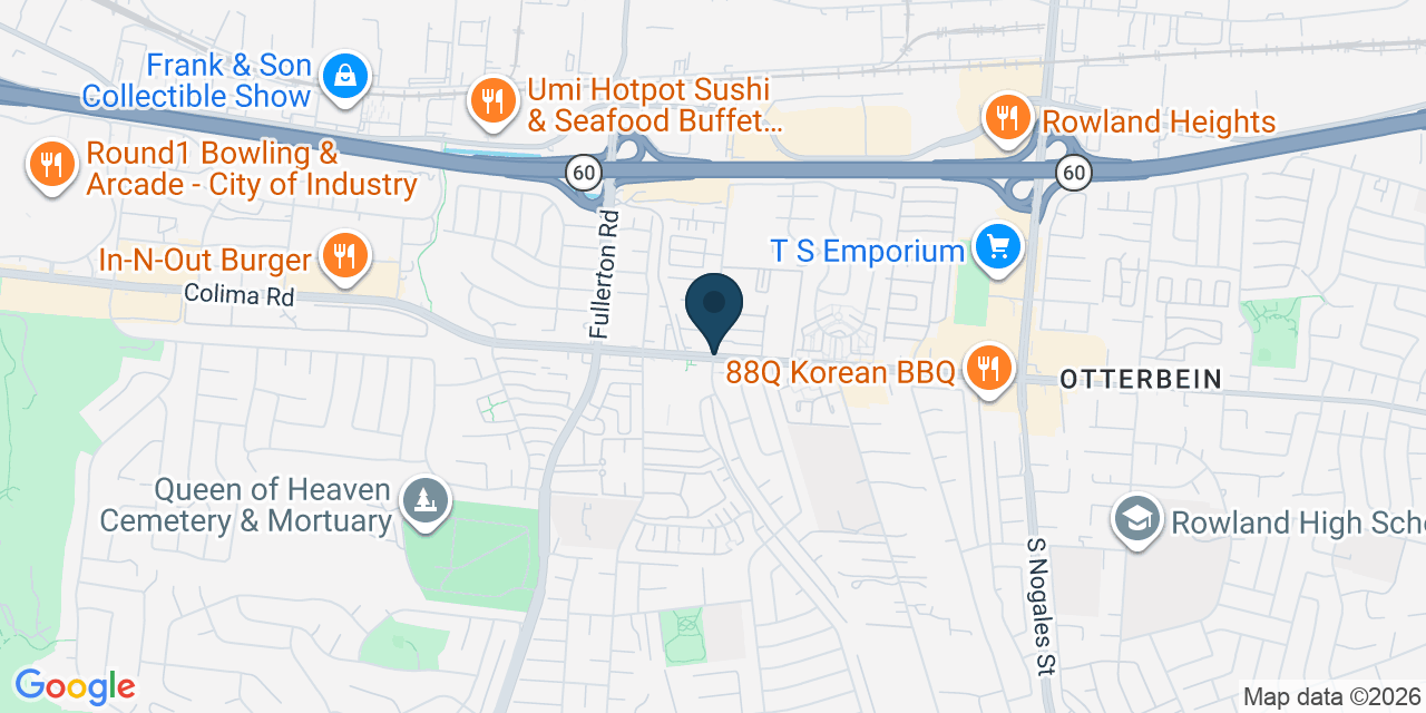 Map showing Rowland Heights, Los Angeles County, CA