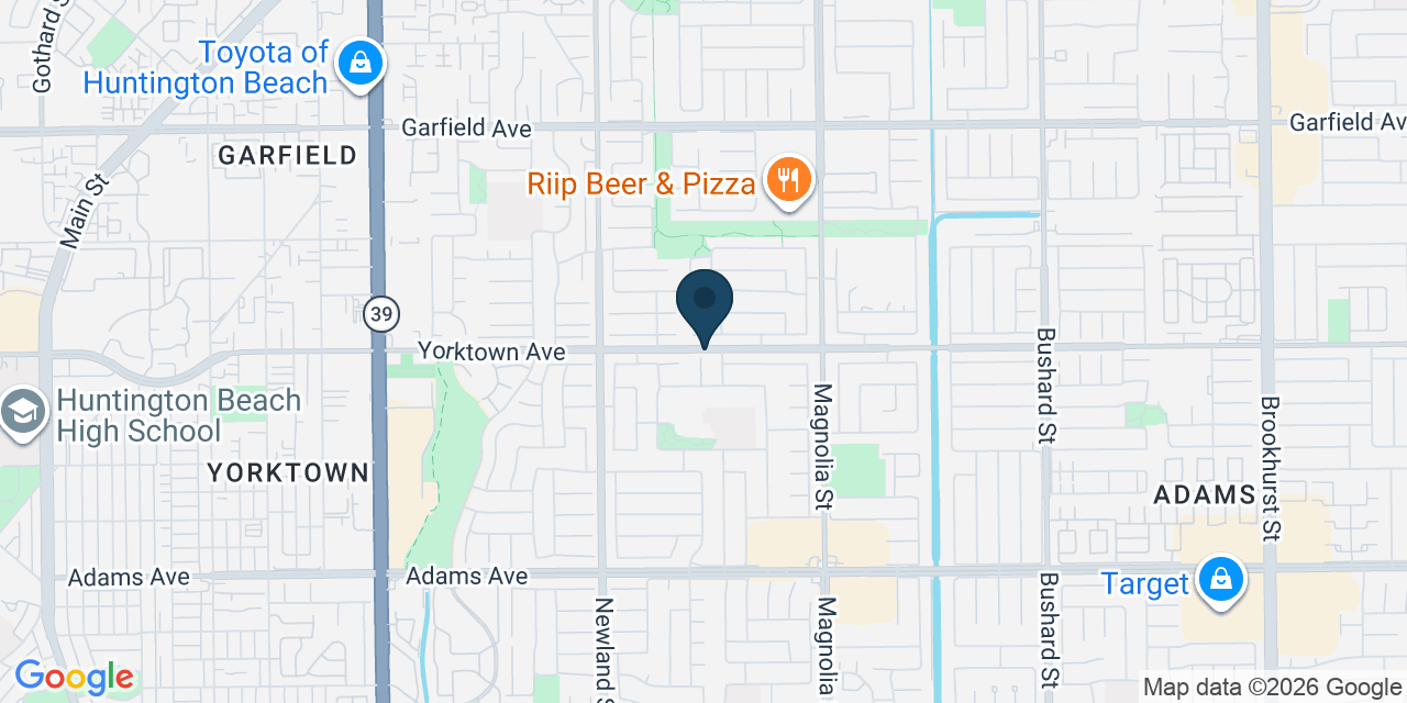 Map showing Huntington Beach, Orange County, CA