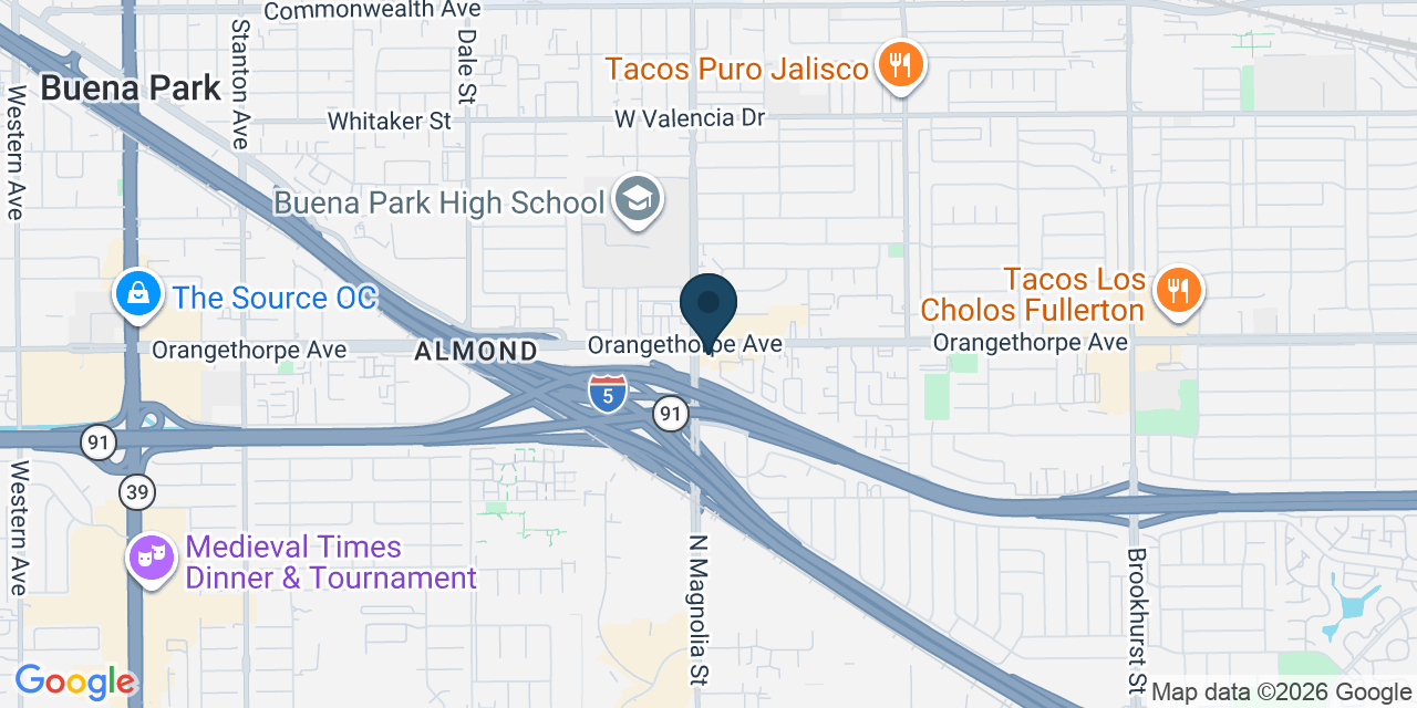 Map showing Fullerton, Orange County, CA