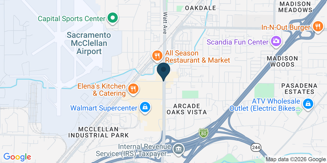 Map showing North Highlands, Sacramento County, CA