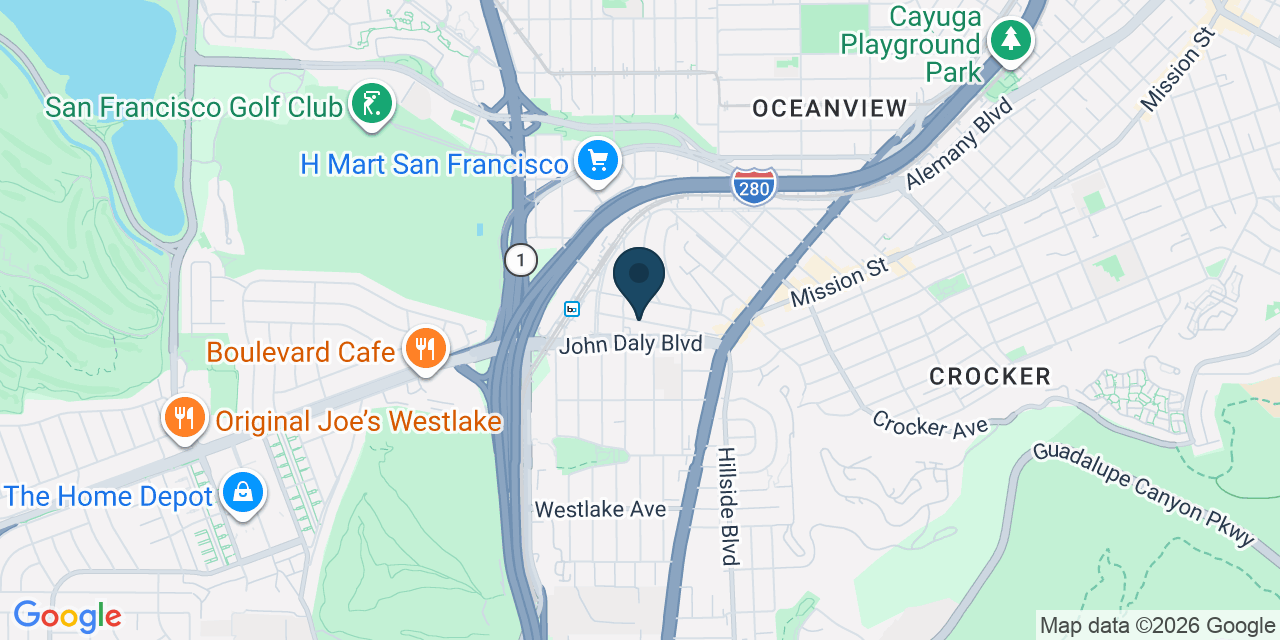 Map showing Daly City, San Mateo County, CA