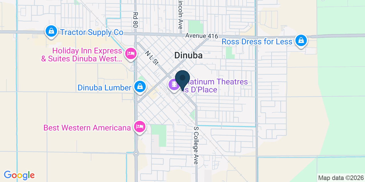 Map showing Dinuba, Tulare County, CA