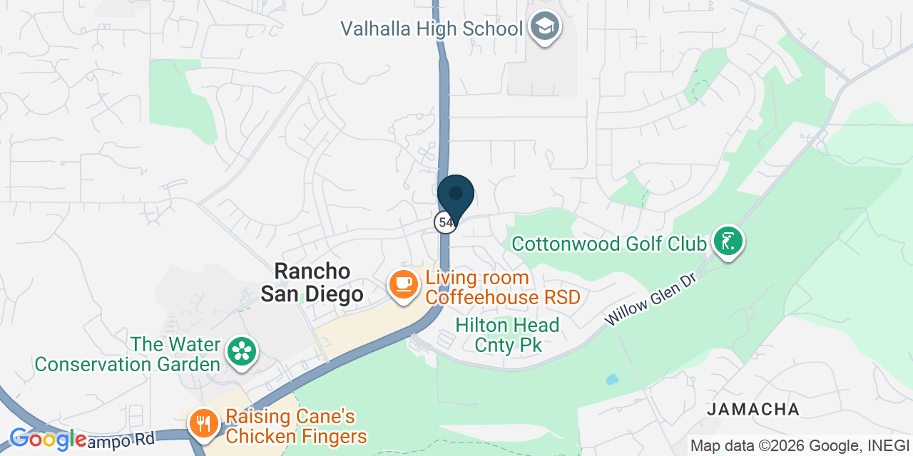 Map showing Rancho San Diego, San Diego County, CA