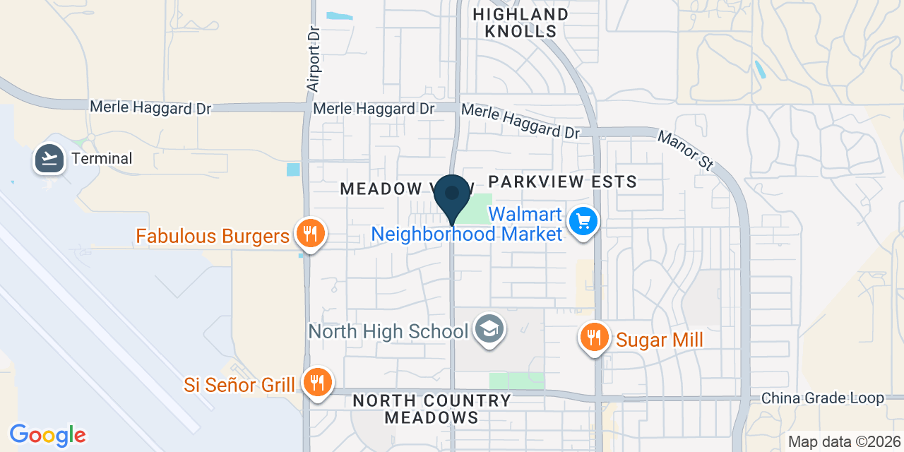 Map showing Oildale, Kern County, CA