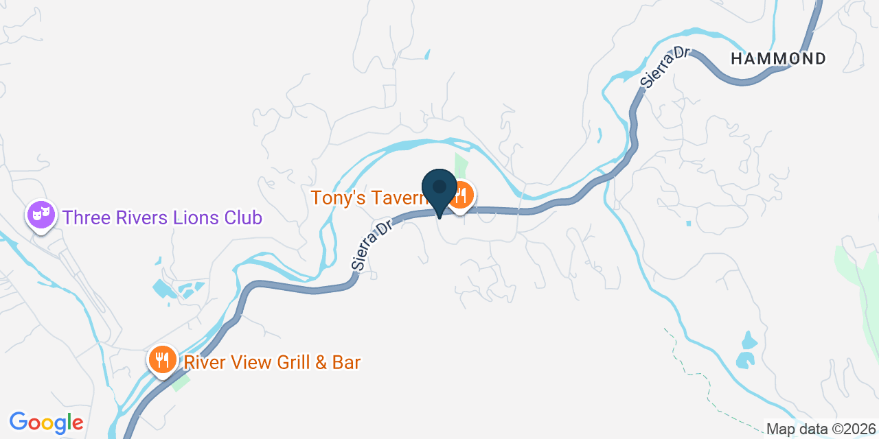 Map showing Three Rivers, Tulare County, CA