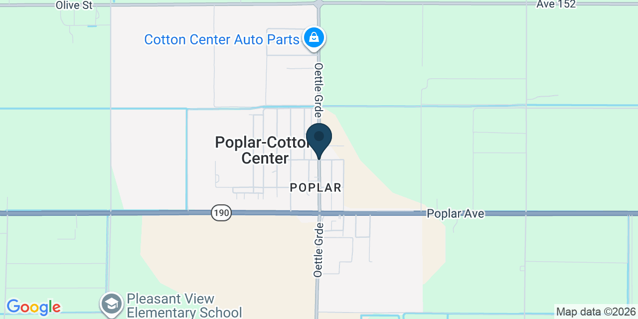 Map showing Poplar-Cotton Center, Tulare County, CA