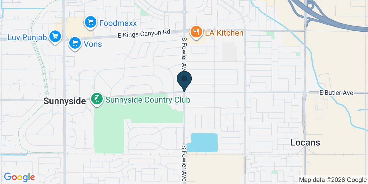 Map showing Sunnyside, Fresno County, CA