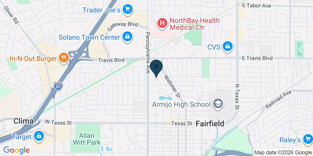 Map showing Fairfield, Solano County, CA