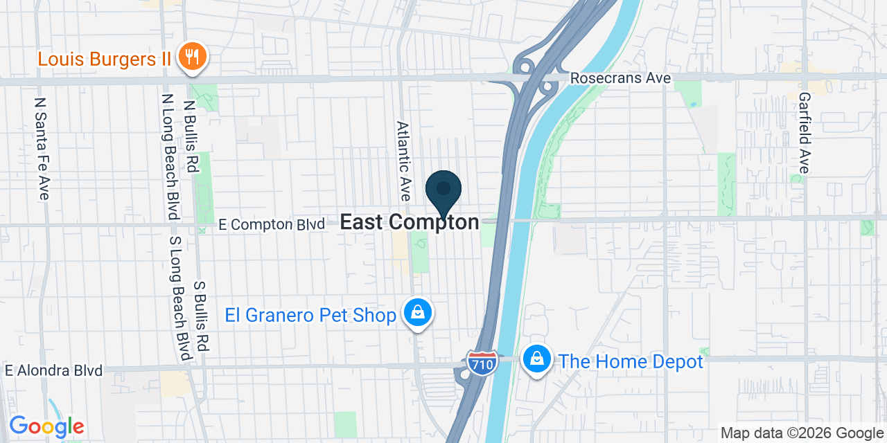 Map showing East Compton, Los Angeles County, CA