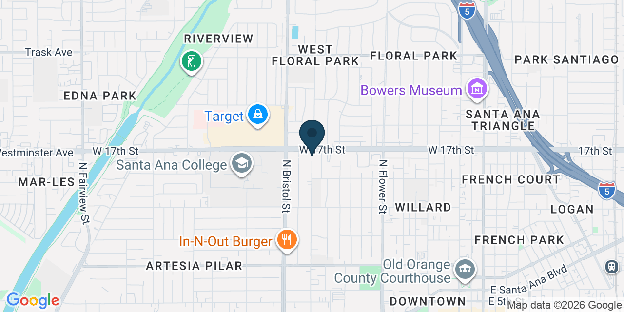 Map showing Santa Ana, Orange County, CA
