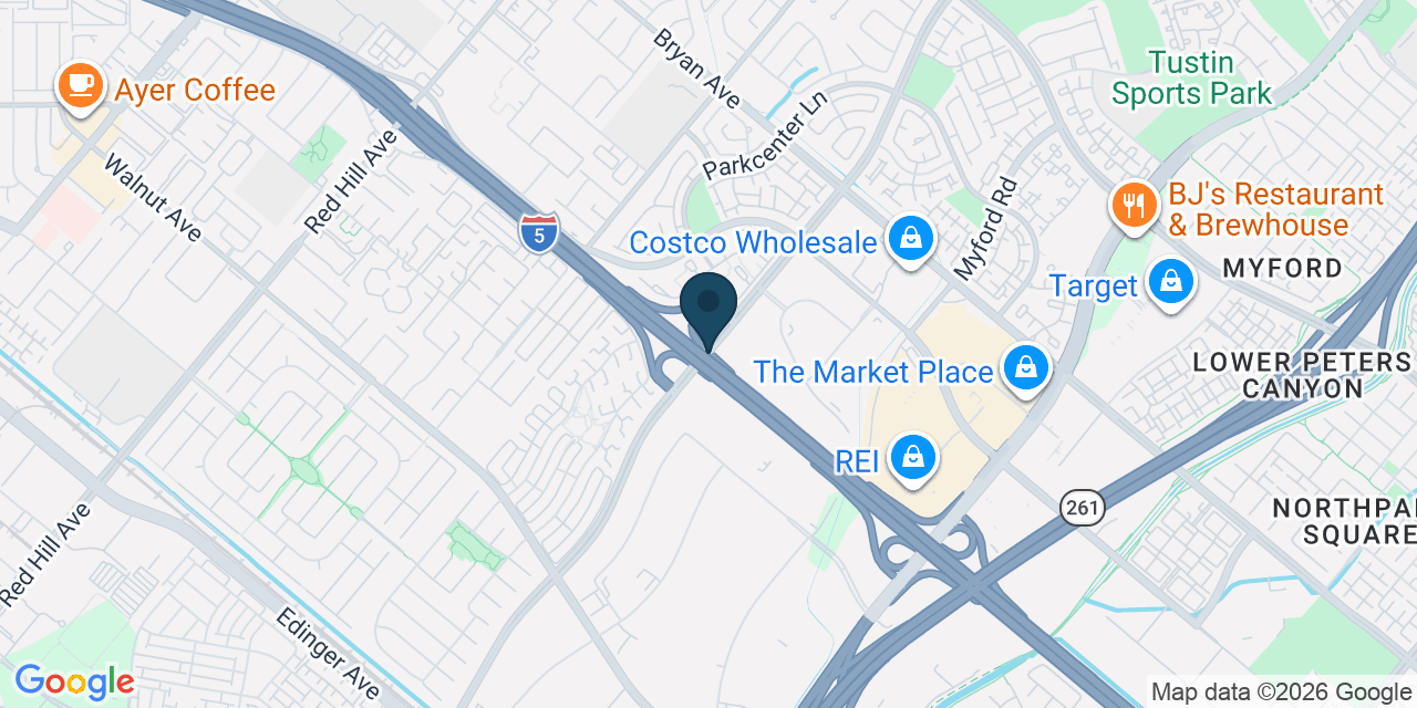 Map showing Tustin, Orange County, CA