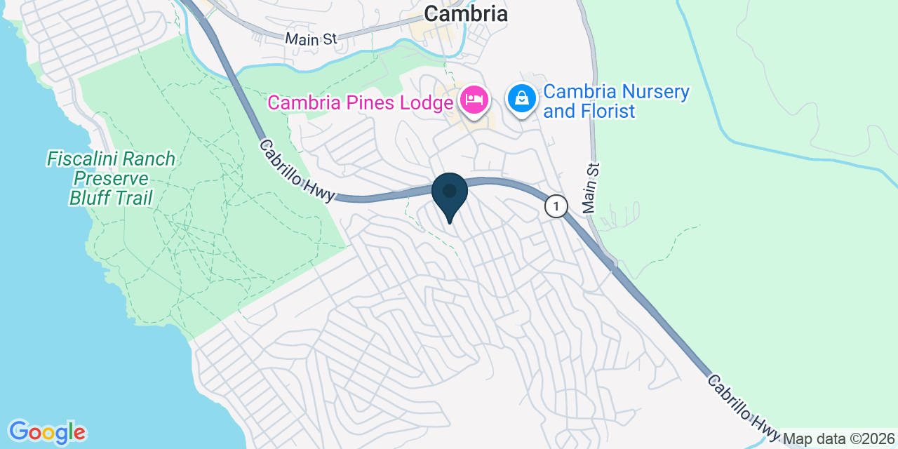 Map showing Cambria, San Luis Obispo County, CA