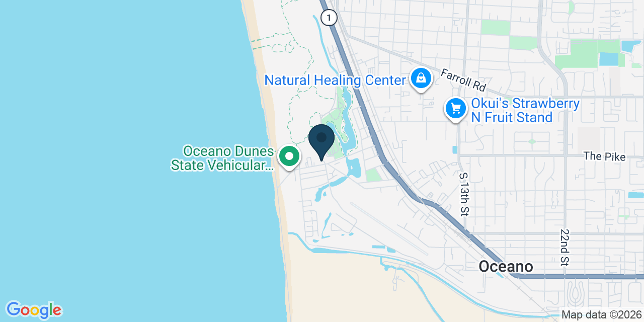 Map showing Oceano, San Luis Obispo County, CA
