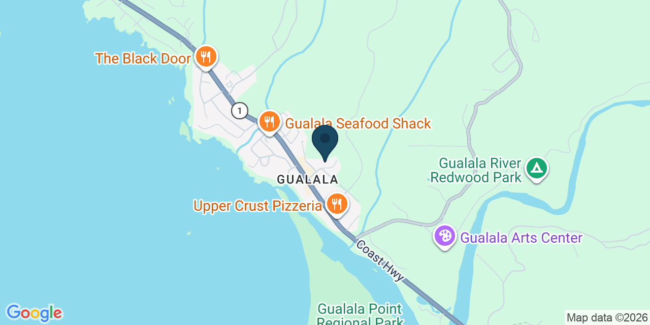Map showing Gualala, Mendocino County, CA