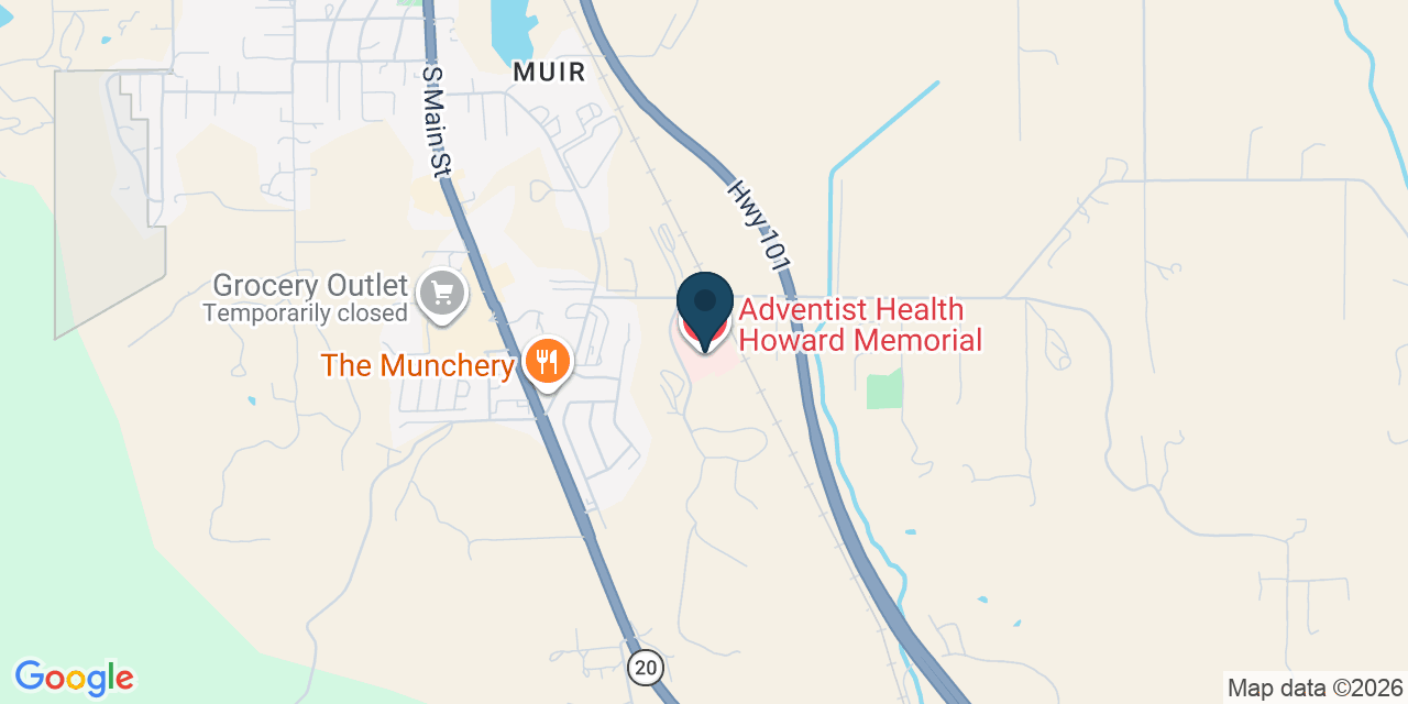 Map showing Willits, Mendocino County, CA
