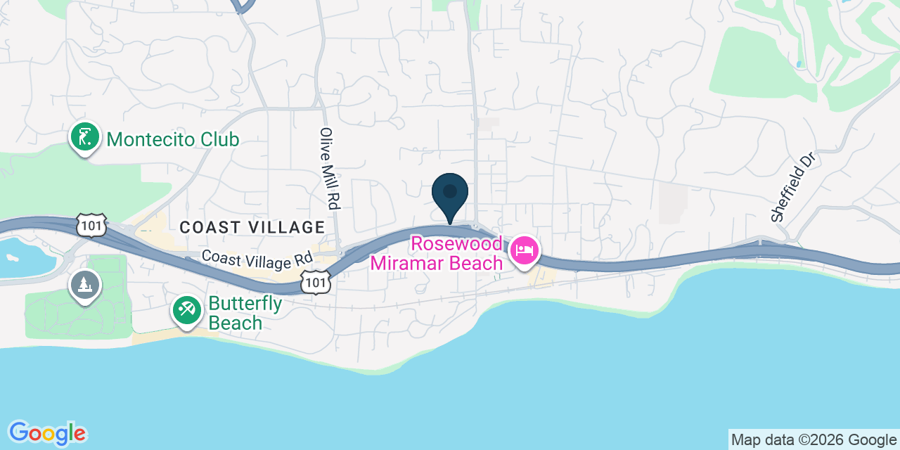 Map showing Montecito, Santa Barbara County, CA