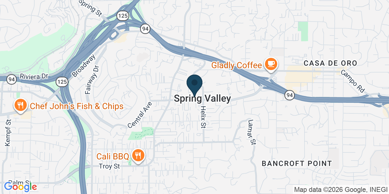 Map showing Spring Valley, San Diego County, CA