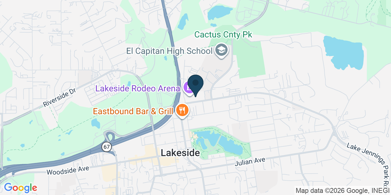 Map showing Lakeside, San Diego County, CA