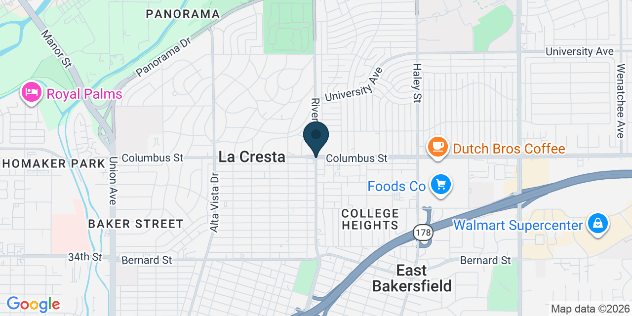 Map showing La Cresta, Kern County, CA