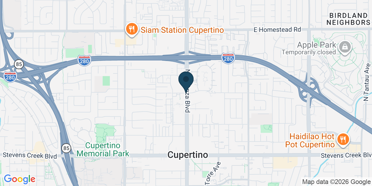 Map showing Cupertino, Santa Clara County, CA