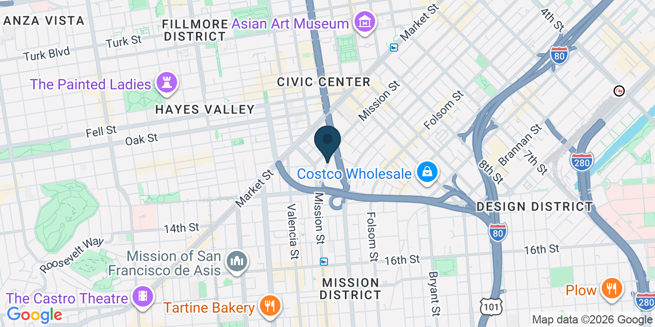 Map showing San Francisco, San Francisco County, CA