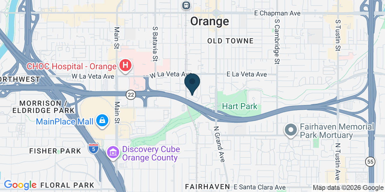 Map showing Orange, Orange County, CA