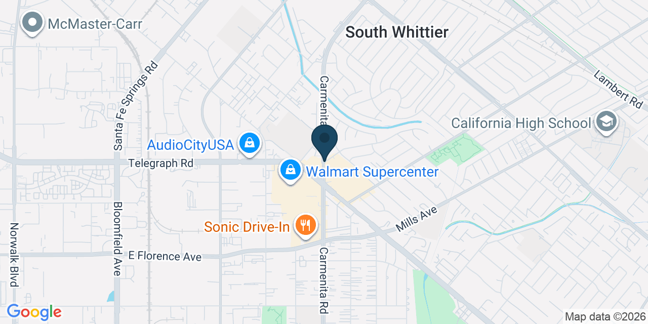 Map showing South Whittier, Los Angeles County, CA
