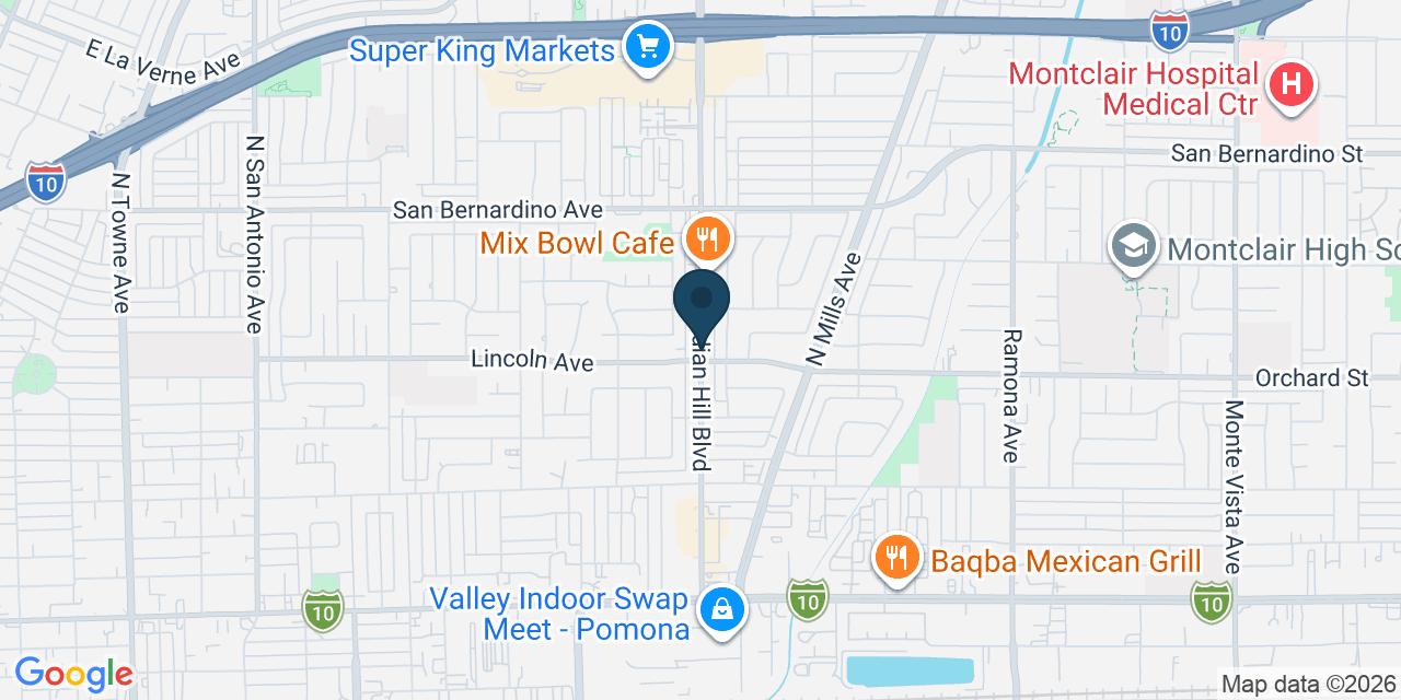 Map showing Pomona, Los Angeles County, CA