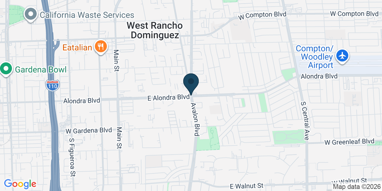 Map showing West Rancho Dominguez, Los Angeles County, CA