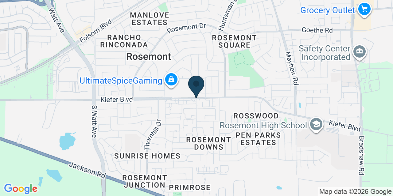 Map showing Rosemont, Sacramento County, CA