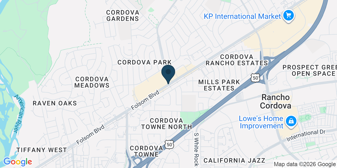 Map showing Rancho Cordova, Sacramento County, CA
