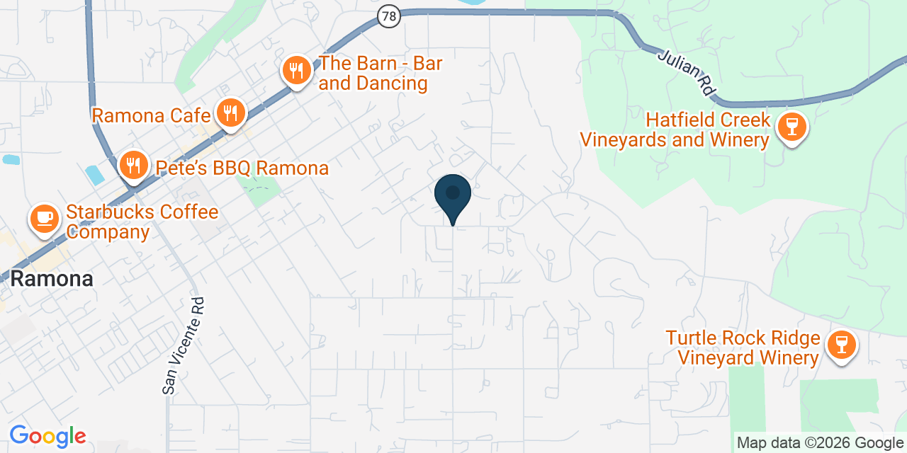Map showing Ramona, San Diego County, CA