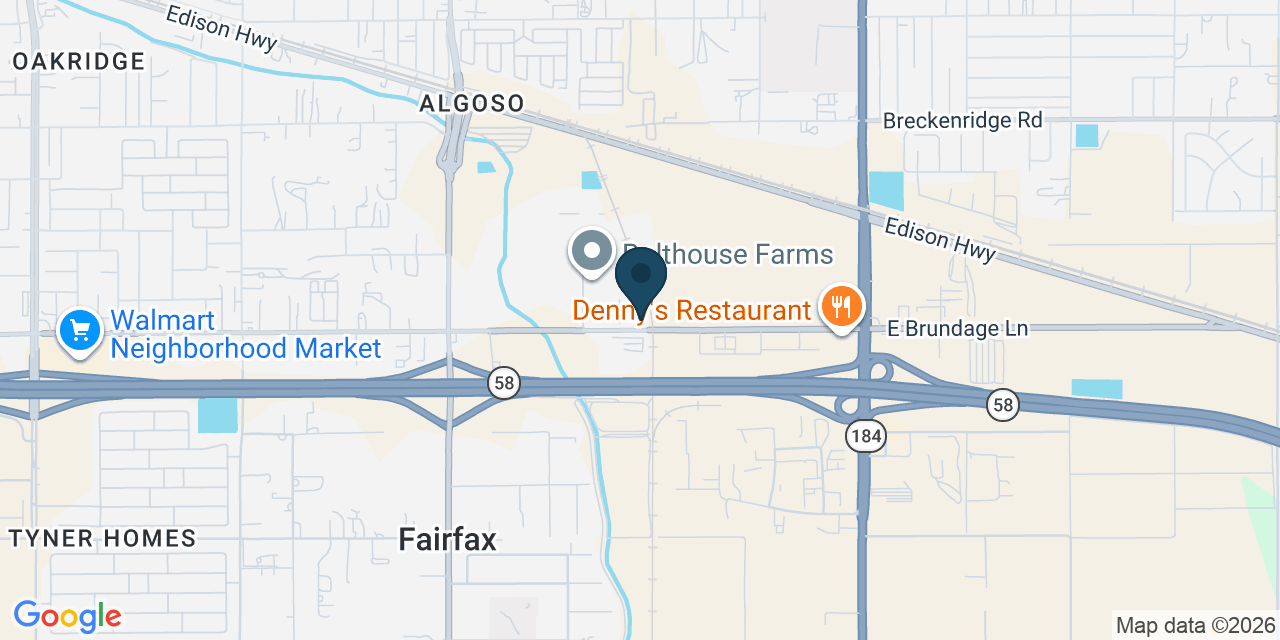 Map showing Bakersfield, Kern County, CA