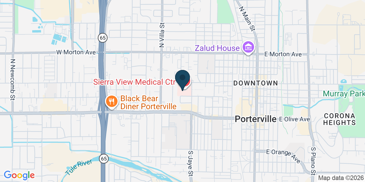 Map showing Porterville, Tulare County, CA