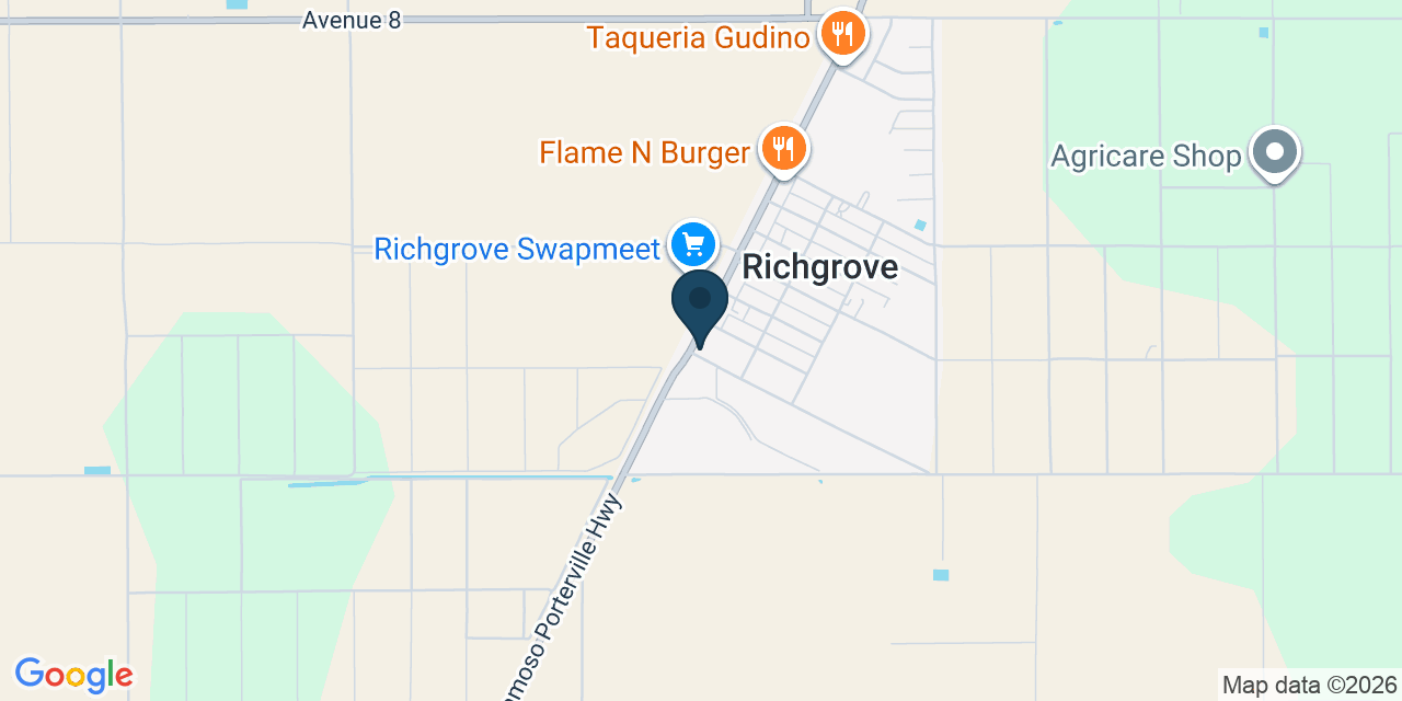 Map showing Richgrove, Tulare County, CA