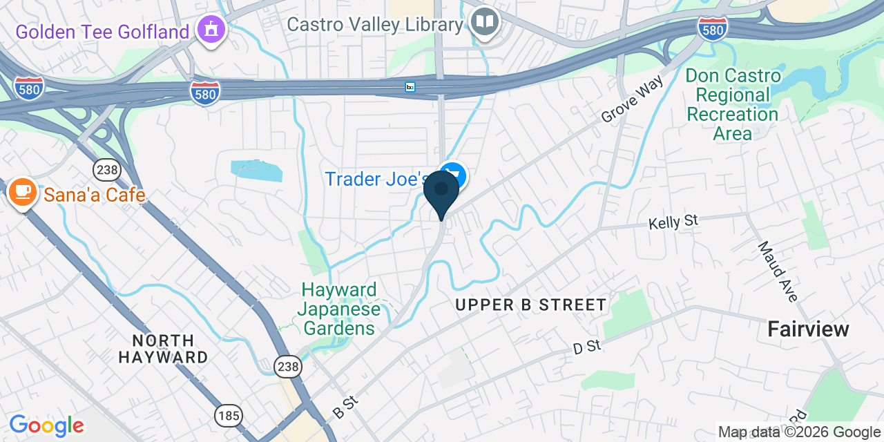 Map showing Castro Valley, Alameda County, CA