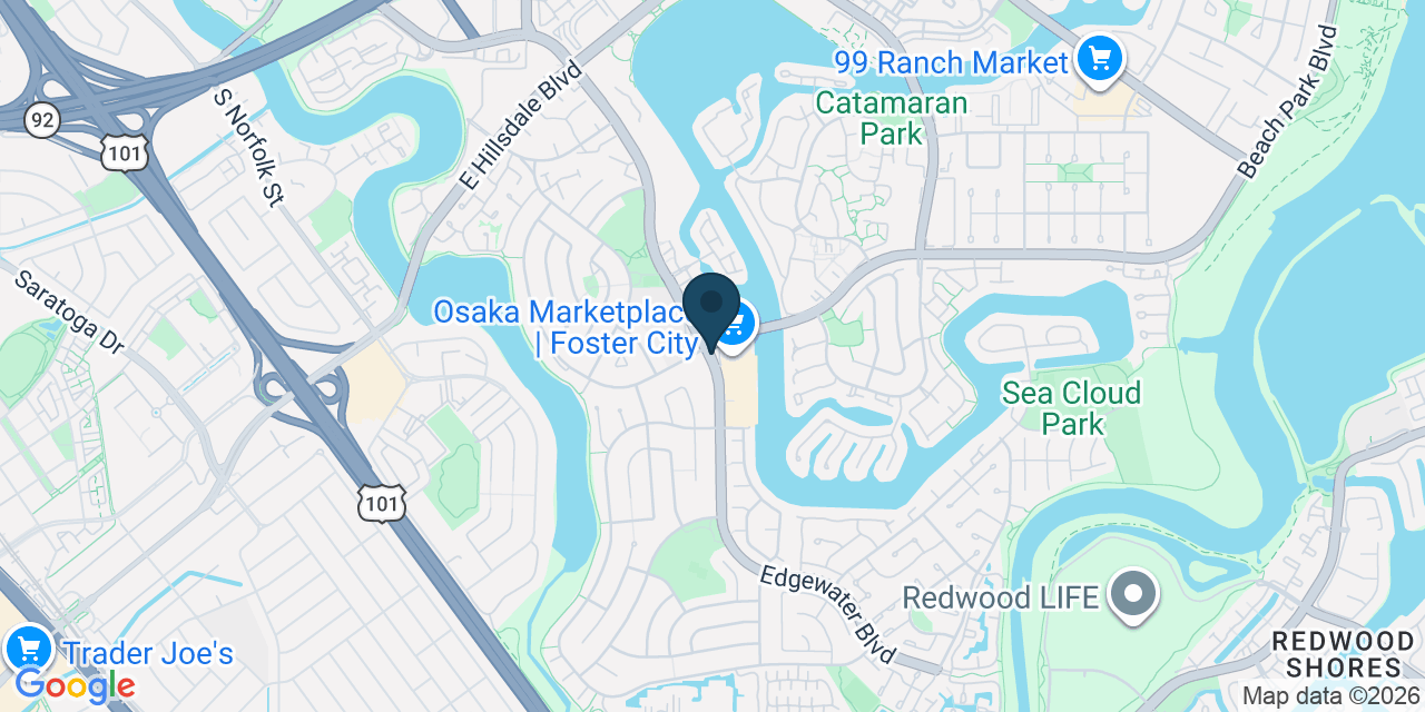 Map showing Foster City, San Mateo County, CA