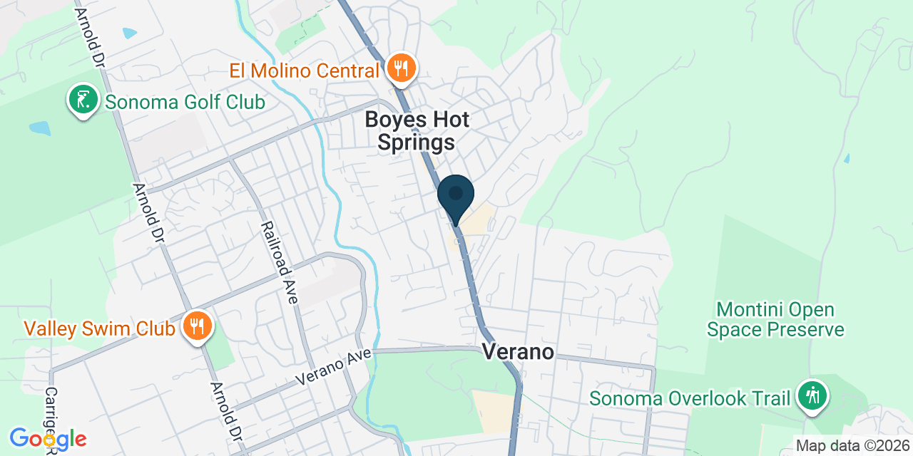 Map showing Boyes Hot Springs, Sonoma County, CA