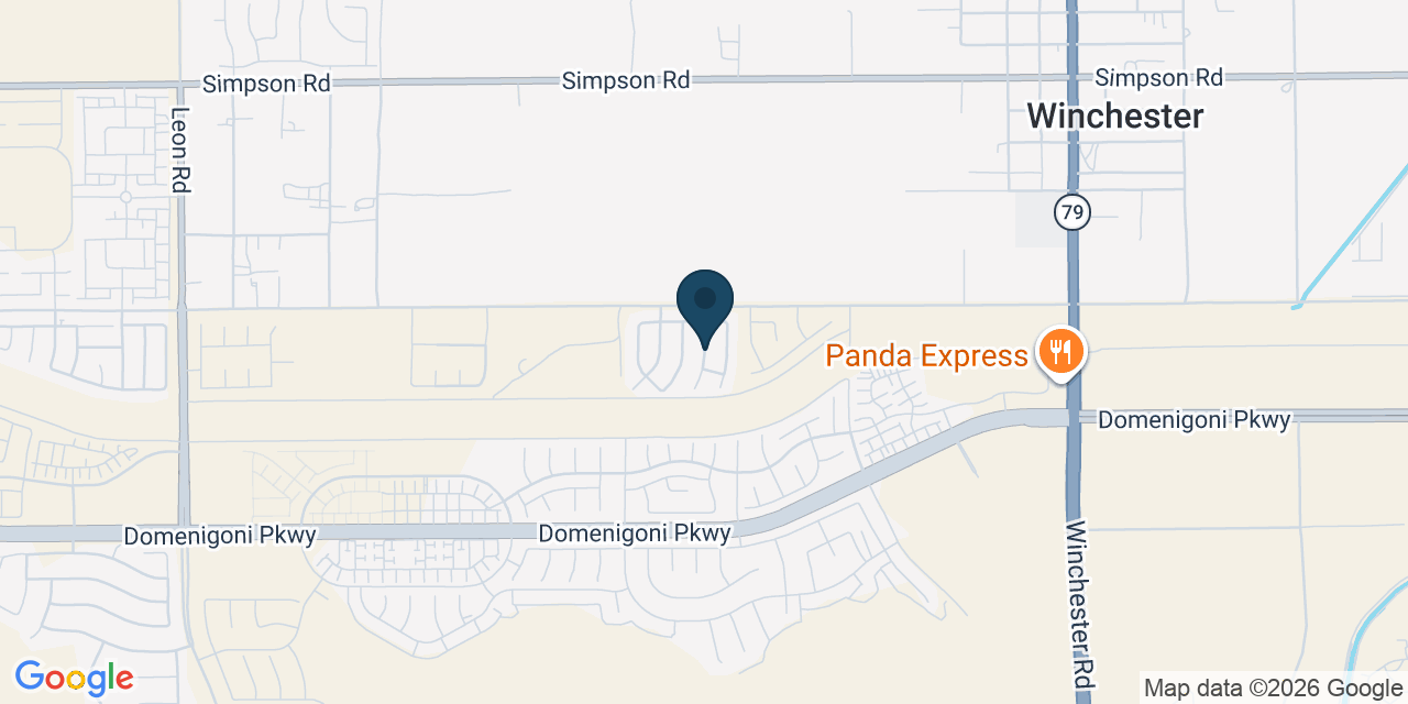 Map showing Winchester, Riverside County, CA