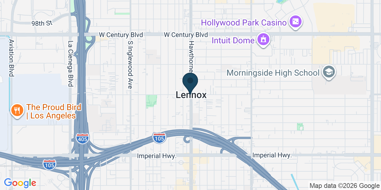 Map showing Lennox, Los Angeles County, CA