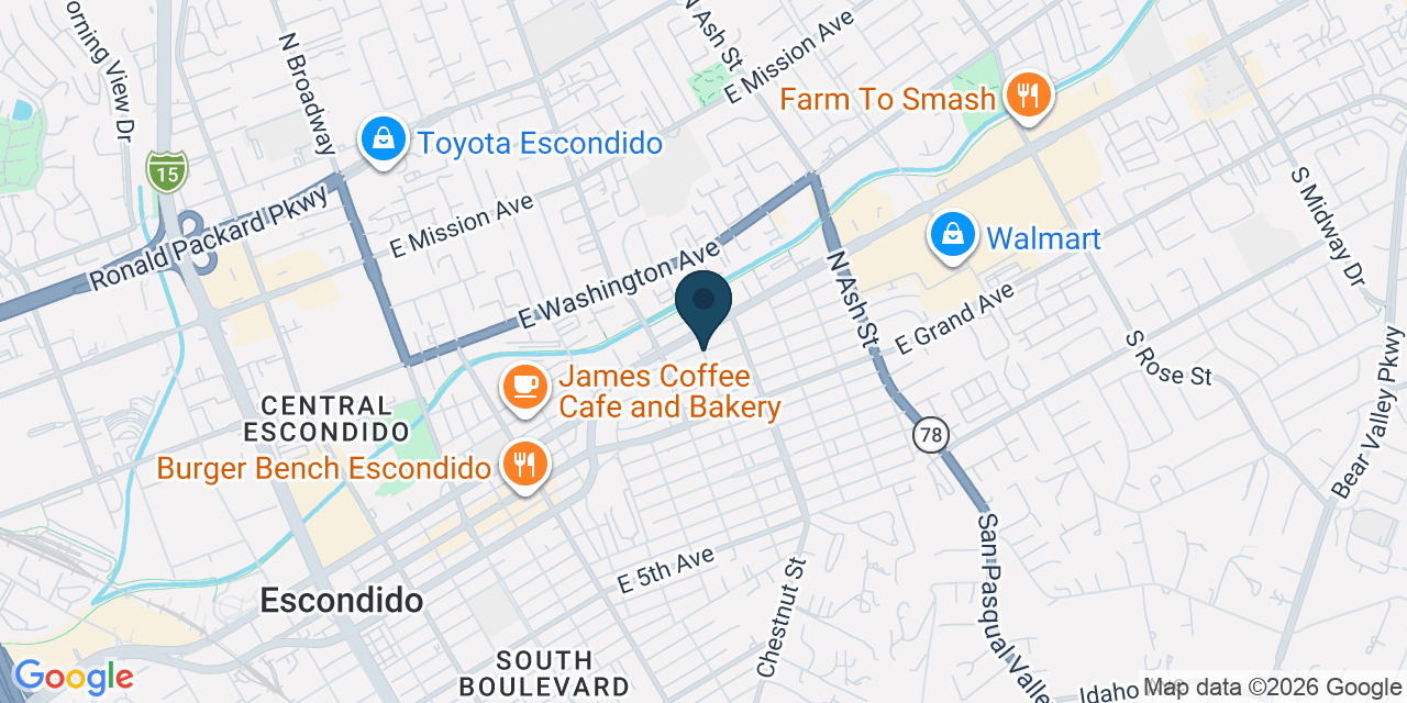 Map showing Escondido, San Diego County, CA