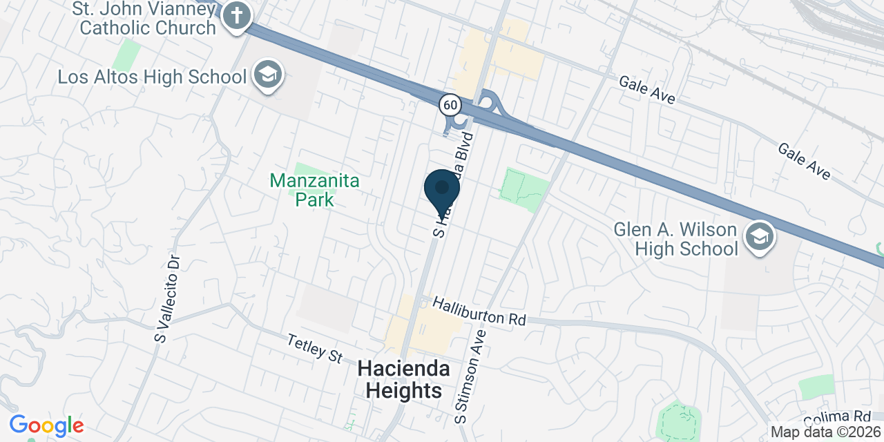 Map showing Hacienda Heights, Los Angeles County, CA