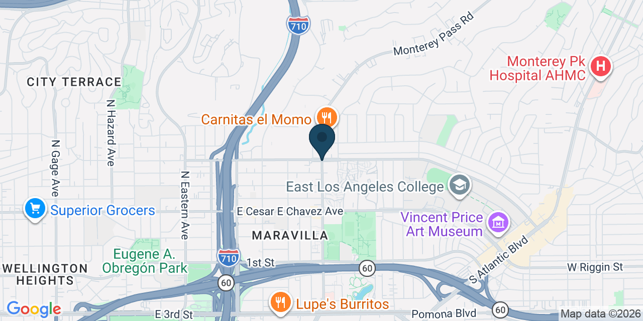 Map showing East Los Angeles, Los Angeles County, CA
