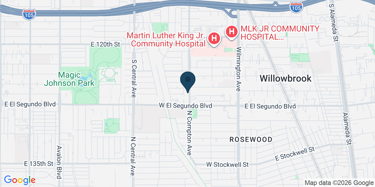 Map showing Compton, Los Angeles County, CA