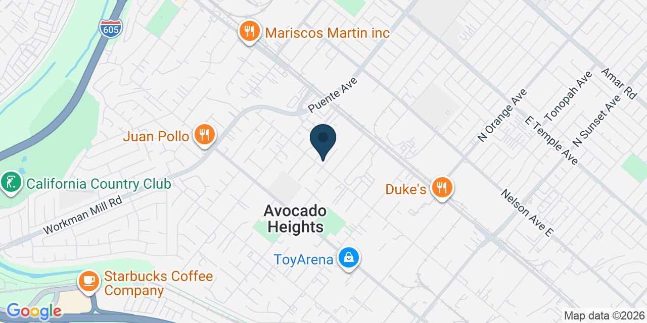 Map showing Avocado Heights, Los Angeles County, CA