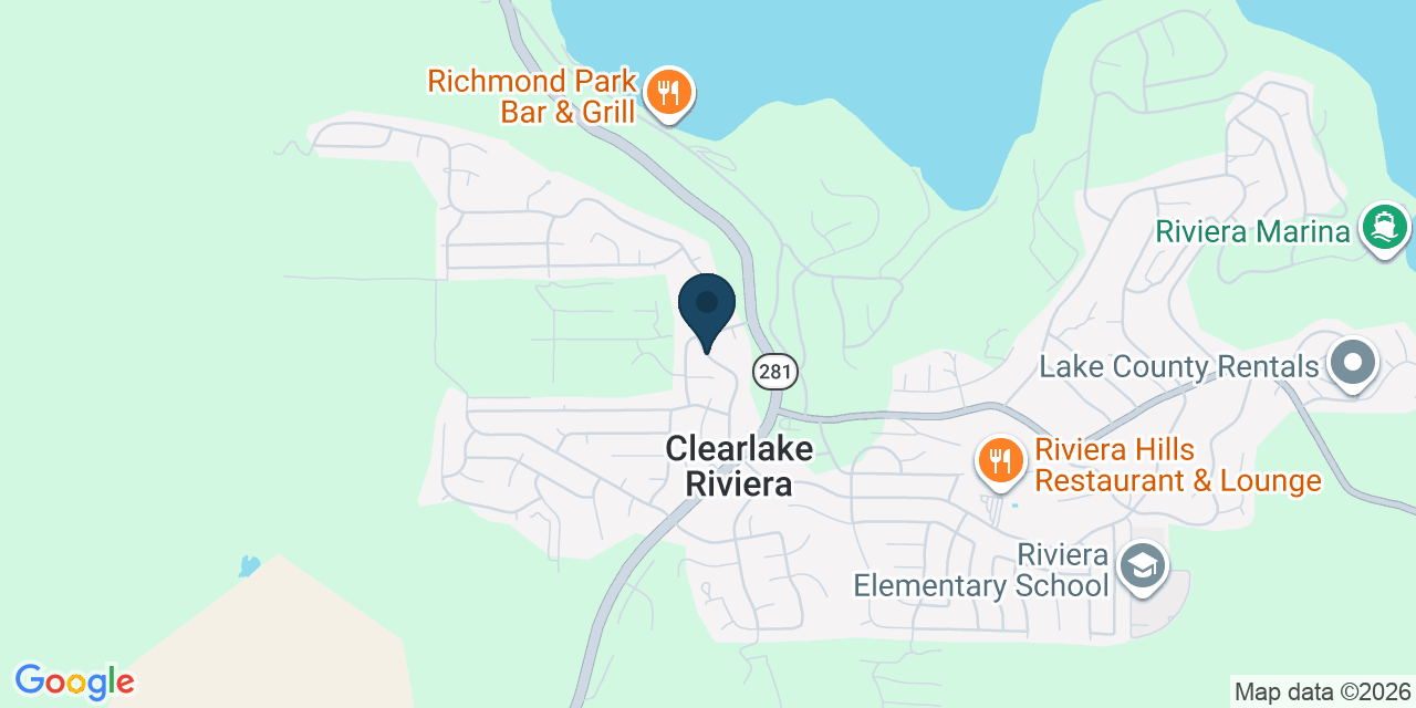 Map showing Clearlake Riviera, Lake County, CA