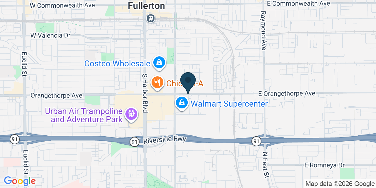 Map showing Orange County, CA