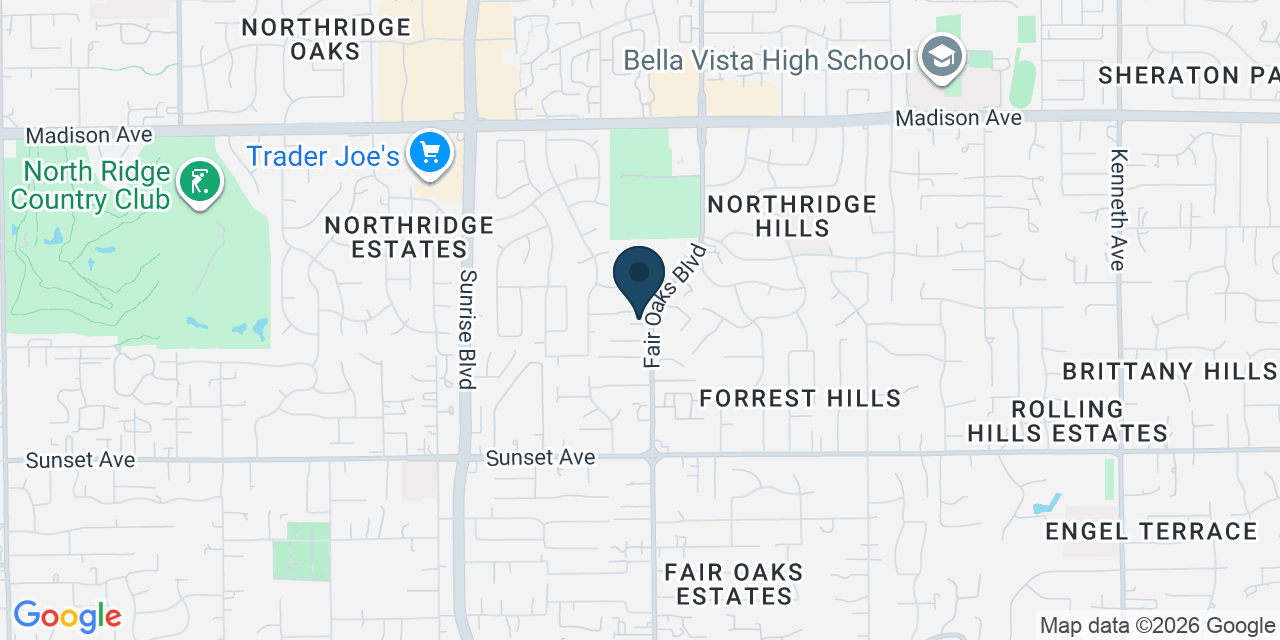 Map showing Fair Oaks, Sacramento County, CA