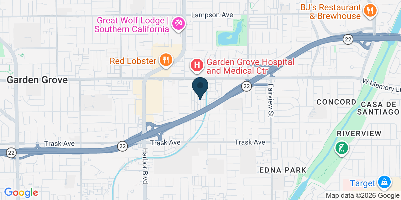 Map showing Garden Grove, Orange County, CA