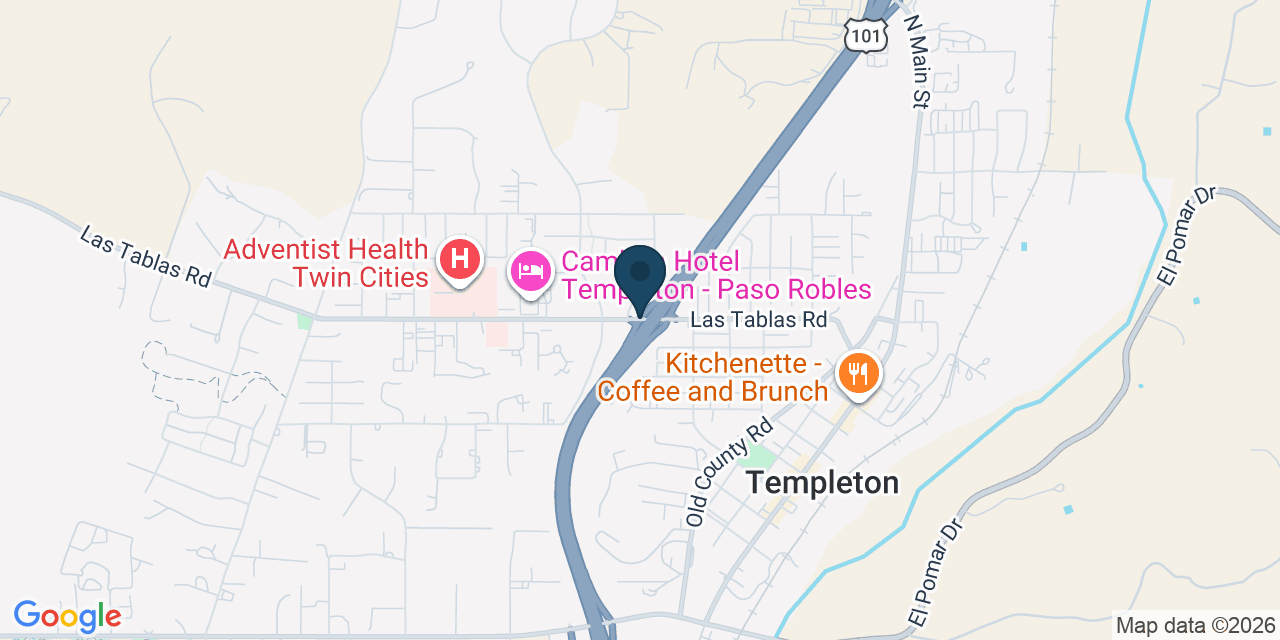 Map showing Paso Robles, San Luis Obispo County, CA